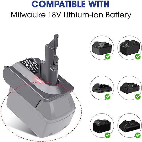 Miniatura 3 de EID Adaptador V6 Uso para aspiradora Dyson V6, para Milwaukee M18 18V batería funciona para Dyson V6 SV03 SV04 SV05 SV06 SV07 SV09 DC59 DC61 DC62