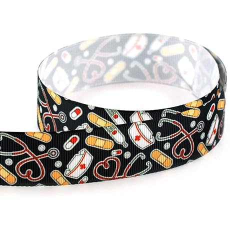 1 Inch Nurse Medical Care 10 Yard Grosgrain Polyester Ribbon