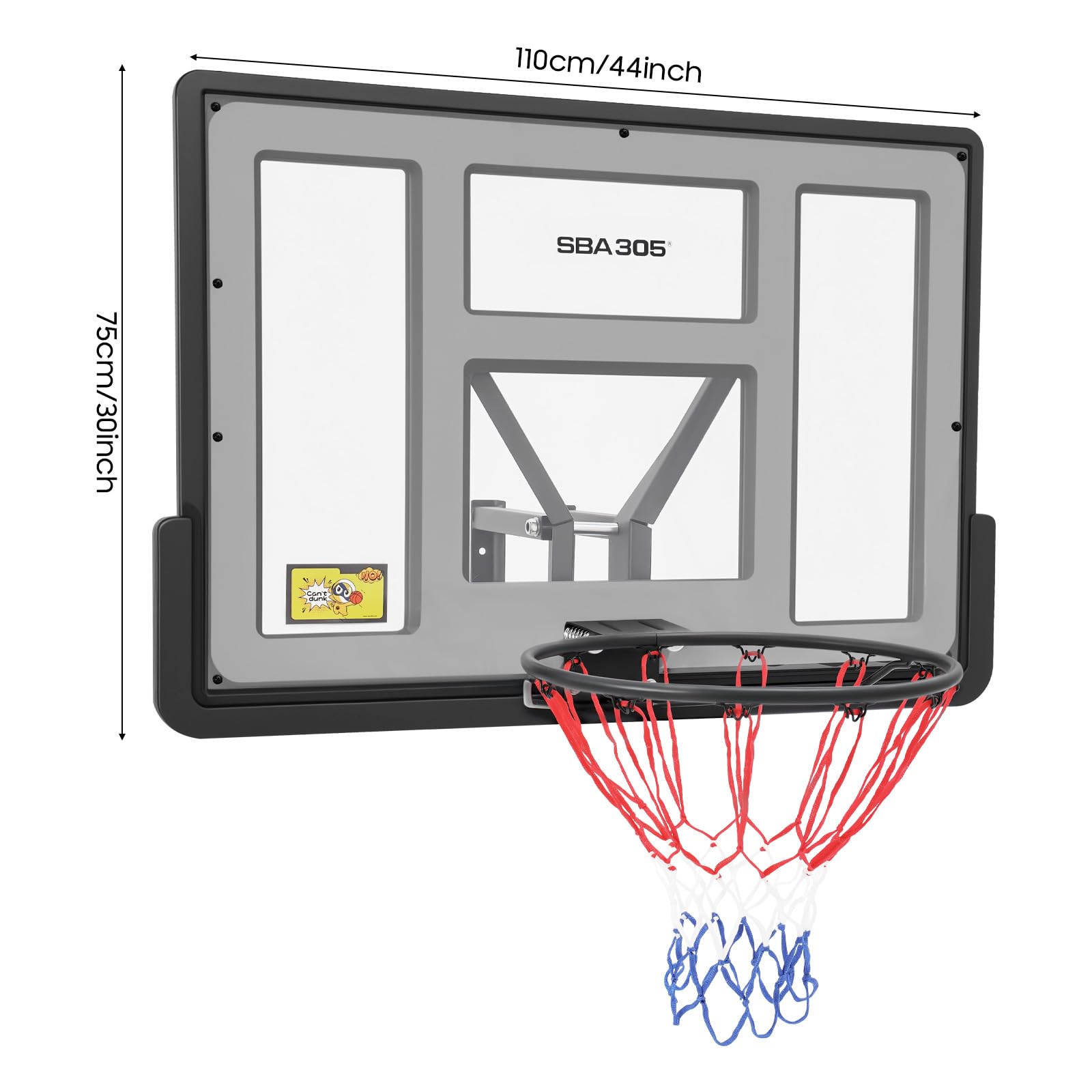 Wandmontage Basketballständer 110x75 cm PET-Rückwand Ringdurchmesser 45cm für Training