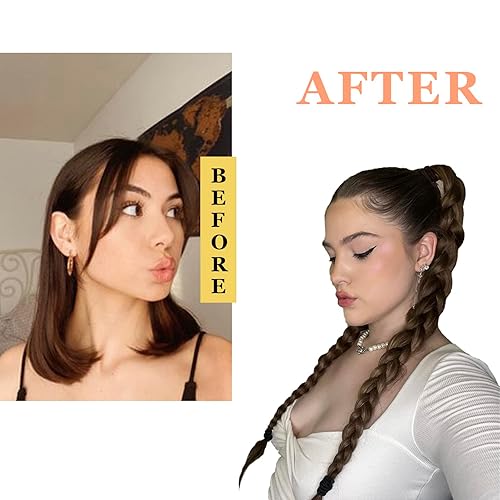 Miniatura 4 de Extensión de cola de caballo larga trenzada con lazo para el cabello 40 pulgadas extensión de cabello sintético natural suave y elegante para