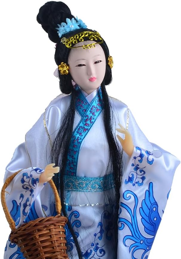NW 12 Inch Chinese Traditional Handicraft Silk Figurine Collectible Chinese Ancient Character Ornaments for Home Decoration(1805-W)