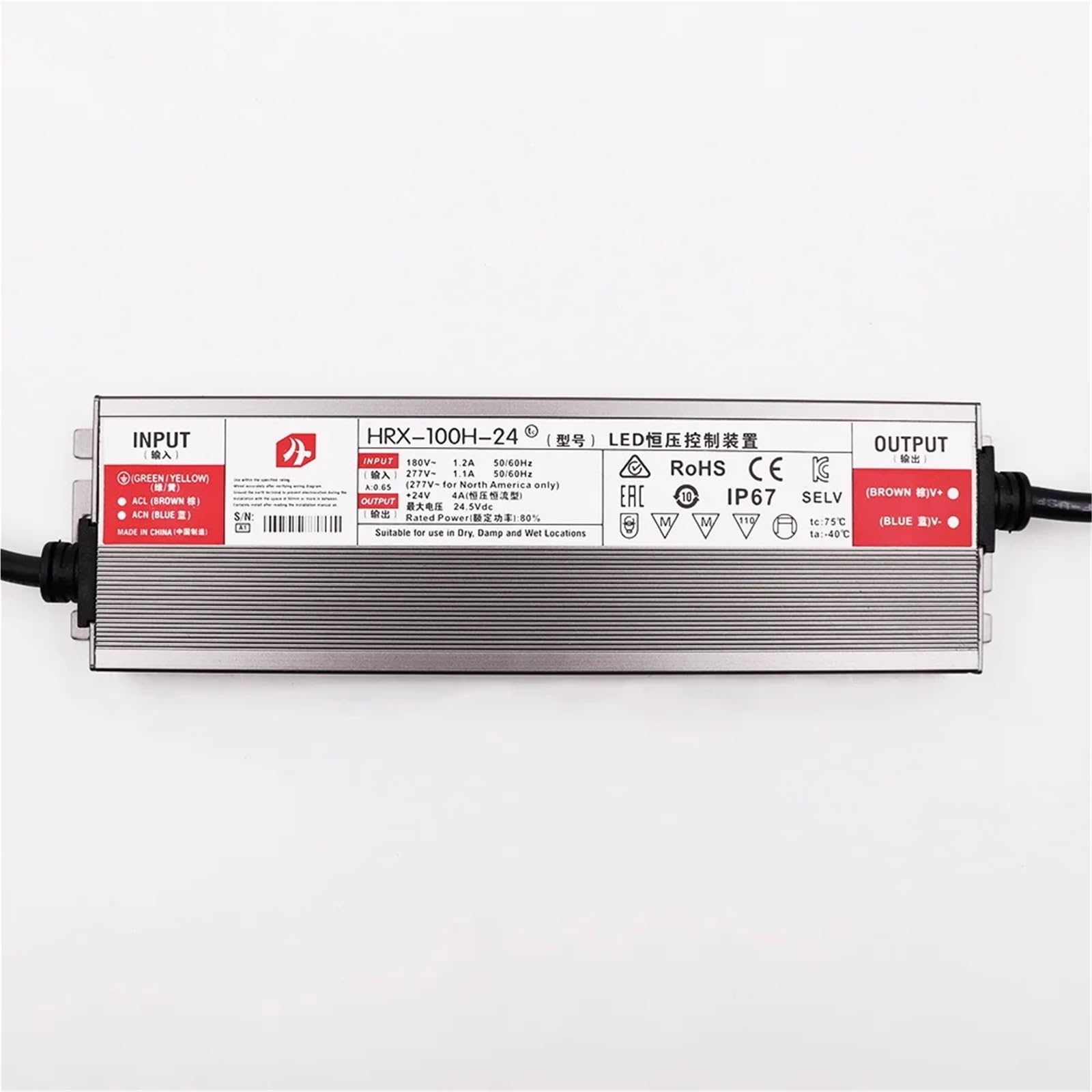 Driver LED impermeabile IP67 Alimentatore a tensione costante 12V 24V Trasformatore in alluminio(600W (170V-240V),DC 24V)