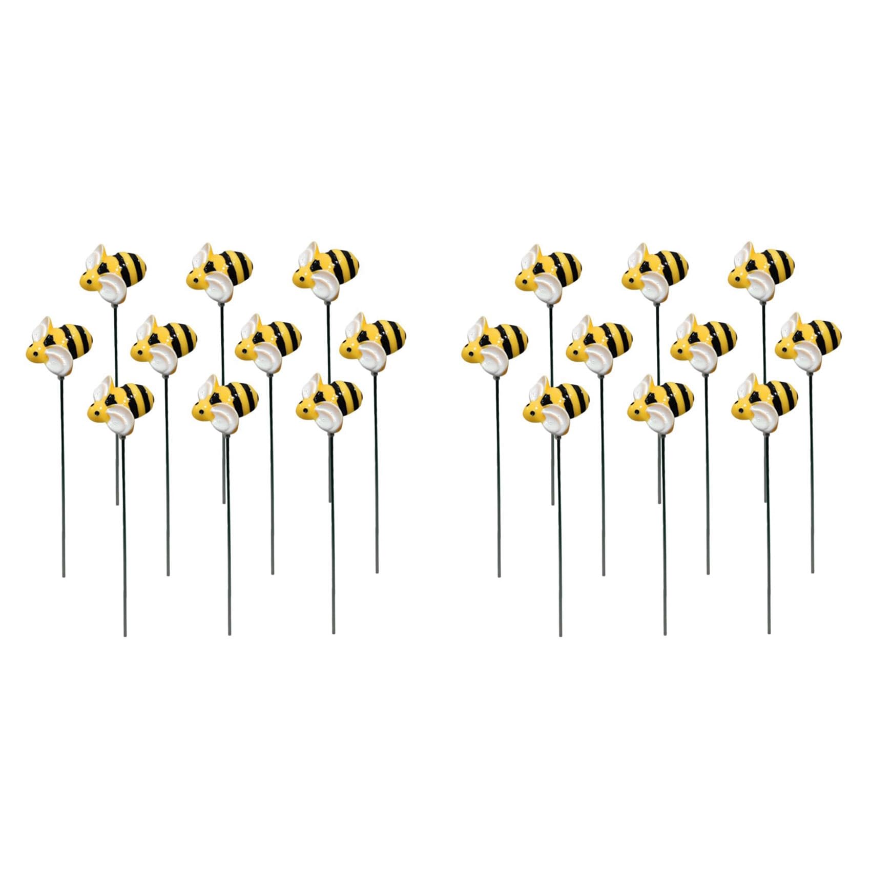 Jnchdghwa 20Pcs Little Bee Plug-in Bees Garden Stakes Stake Decor Bee Yards Garden Stake Yard Bees Sign Garden Stakes Decorative