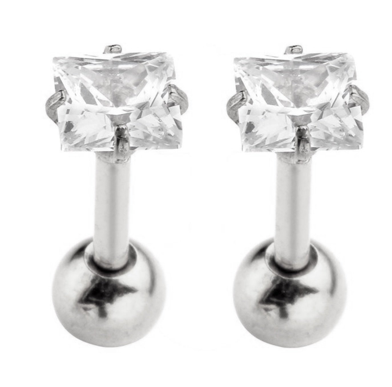 HQ Square Cubic Zircon Tragus/Cartilage/Lip/Helix Piercing Stud Earrings Stainless Steel Unisex, 2pcs (B01I9XNE5C) Amazon Price History, Amazon Price Tracker