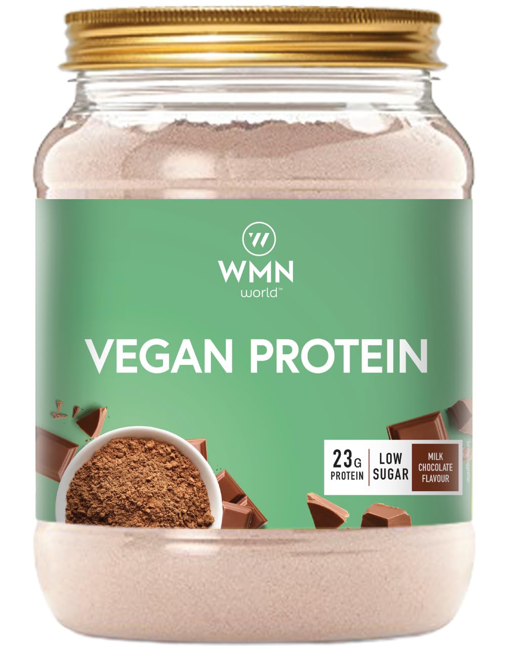 Vegan Protein - Natural Chocolate Milkshake, 500 g - Plant-Based, 23g Protein, Low Sugar, Low Calorie