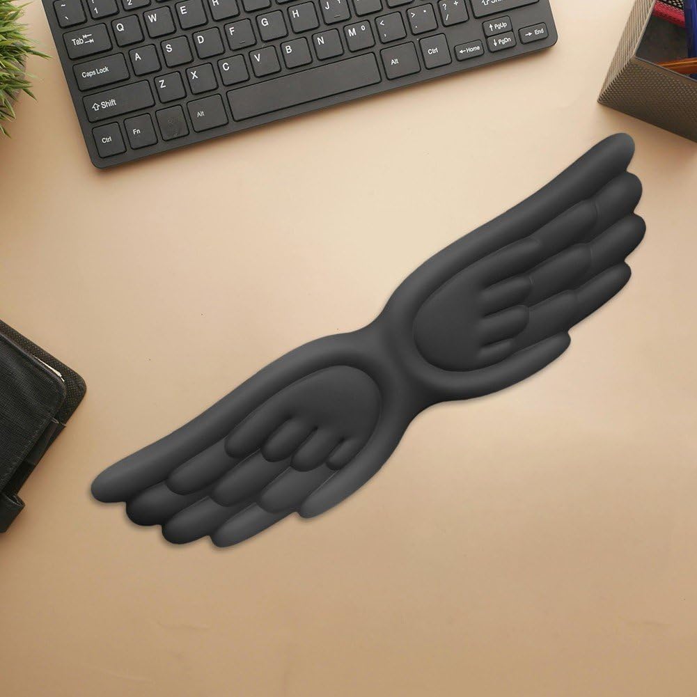 Set Poggiapolsi Ergonomico Angel Wings Per Tastiera E Mouse, Memory Foam