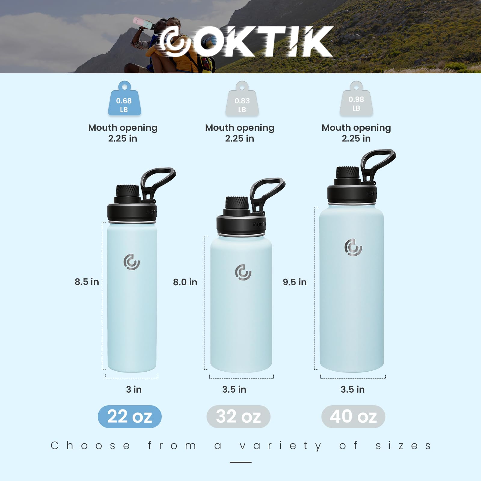 COKTIK Borraccia termica in acciaio inox con coperchio con