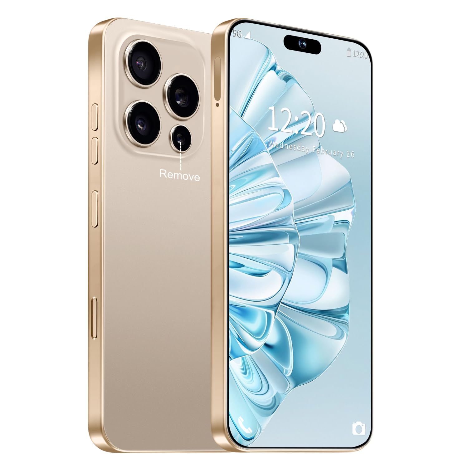 16 Ultra Unlocked Phone, 6.99inch Cell Phone with Android 14 16GB+1TB 7000mAh Long Battery Life, HD Screen Smartphone with Dual SIM, Fingerprint Lock, Face ID, Photos 5G Phone (Gold)