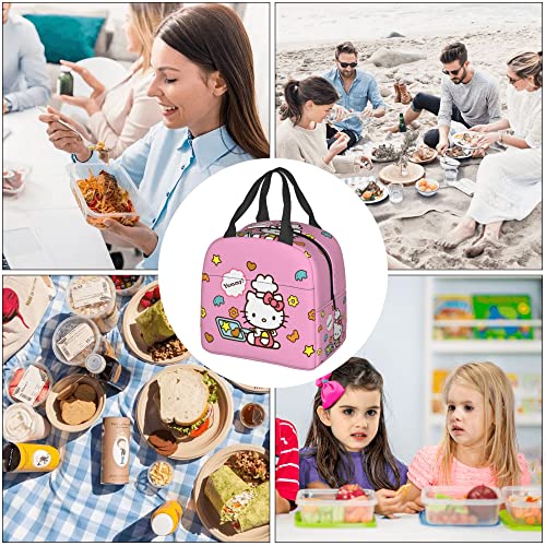 Frenchsh Cute Cartoon Portable Lunch Bag Reusable Lunch Tote Insulated Cooler Bag Lunch Box Handbag For Work Picnic #TOP4