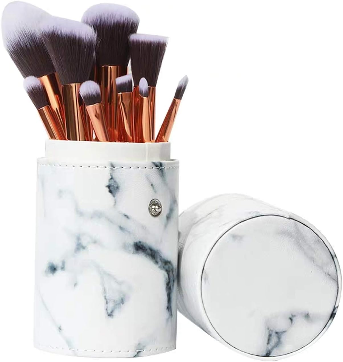 Ruesious Marble Makeup Brush Set with Brush Holder Pot | Premium Synthetic Foundation Powder Concealers Blending Eye Shadows Face Makeup Brush Sets(10 Pcs)