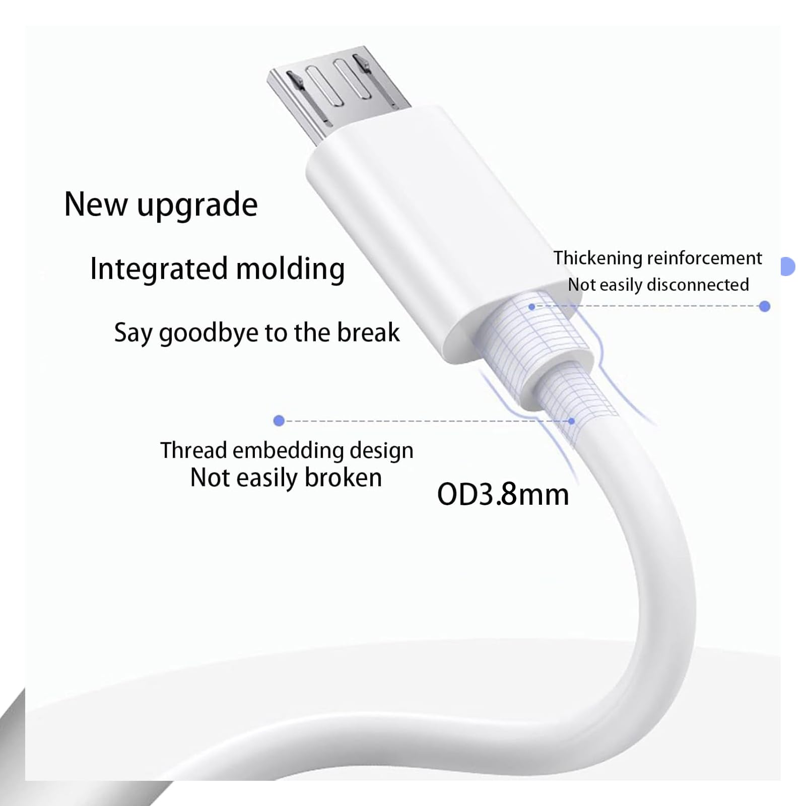 Cable de alimentación micro USB de 10 pies para cable de carga de cámara interior Ring