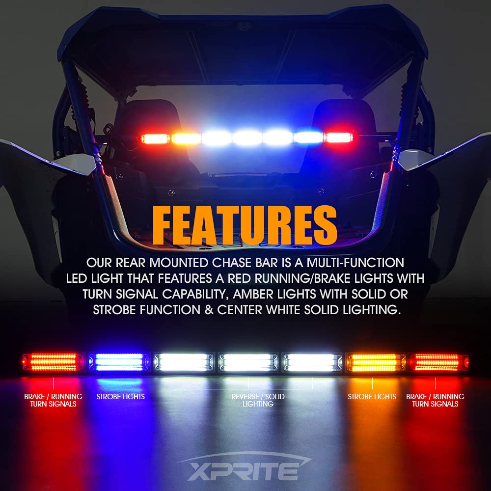 Amazon.com: Xprite 30" COB LED Chase Strobe Flashing Light Bar, with Brake,  Reverse, Turn Signal Rear Safety Lightbar for UTV Polaris RZR XP 1000 900,  Can-Am Maverick X3, SxS, Yamaha, ATV, Off