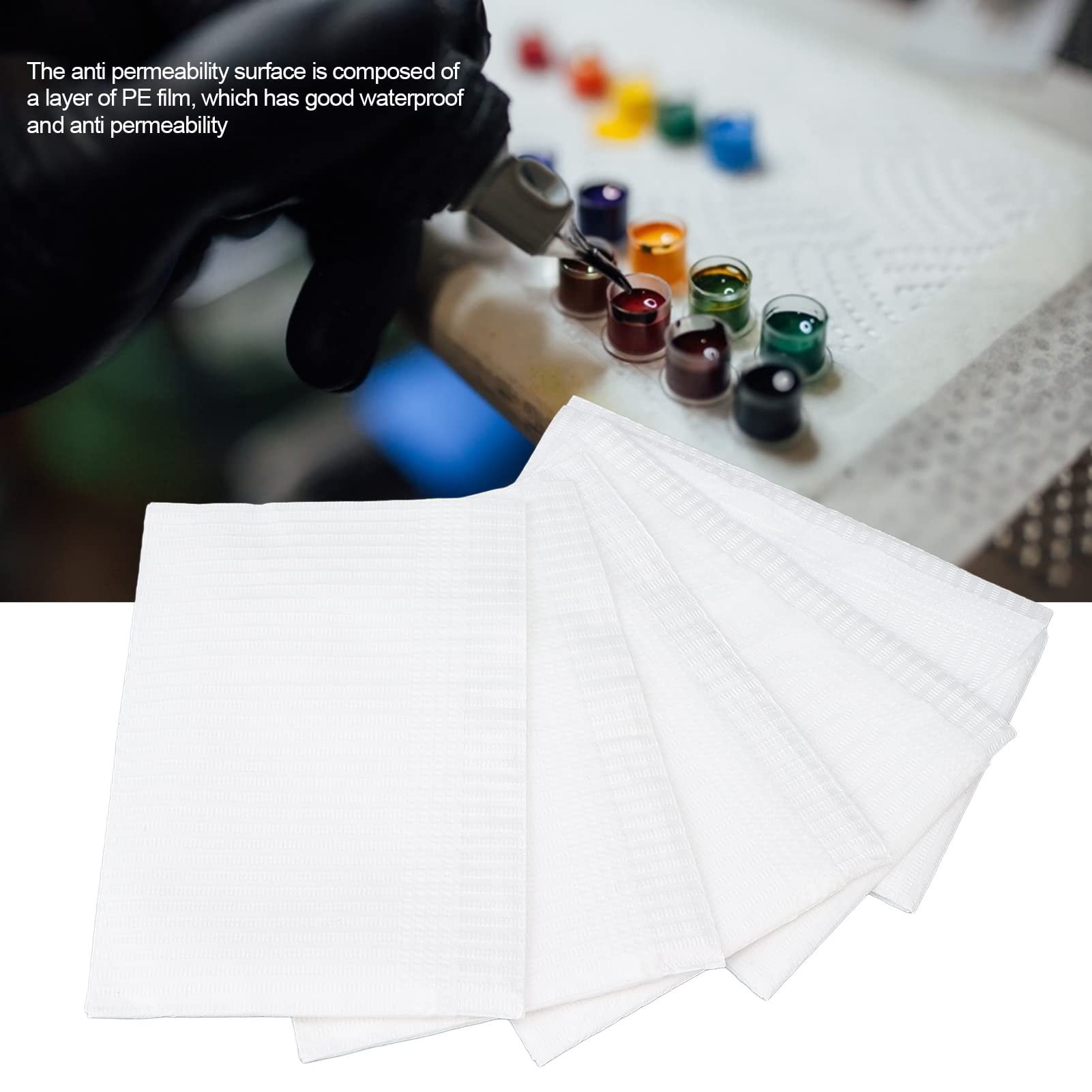 125 Pcs Bavoirs Dentaires Jetables, Drap de Tatouage Imperméable Bavoirs de Tatouage Imperméables, Couvertures de Table Tatouage, Plateau de Tatouage pour Les Fournitures Tatouage Dentaire (Blanc)