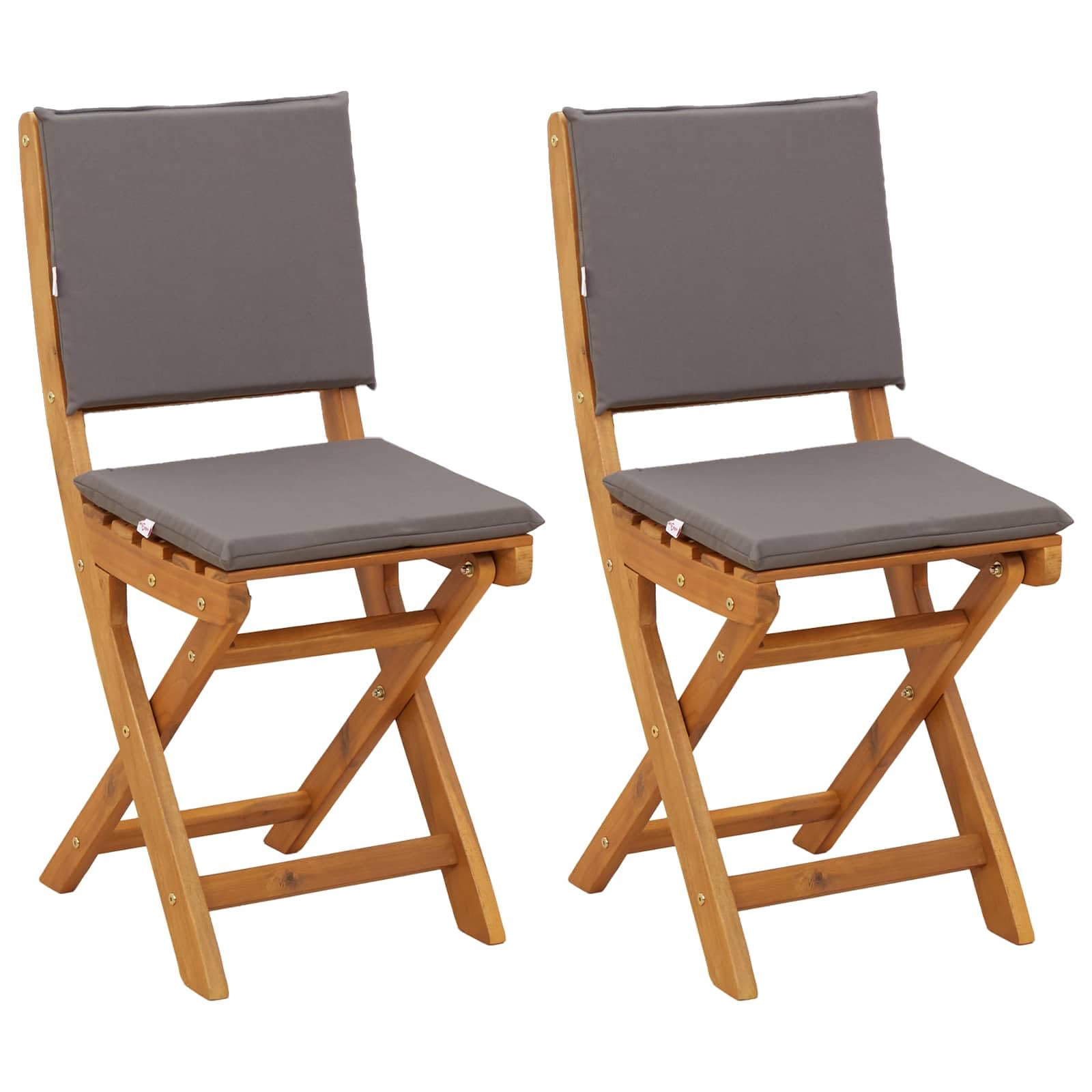 vidaXL Sillas Bistro de Exterior 2 pcs Gris Oscuro, Sillas de bistró Exteriores, Plegables y rústicas, mobiliario de jardín, Set de salón de Acacia