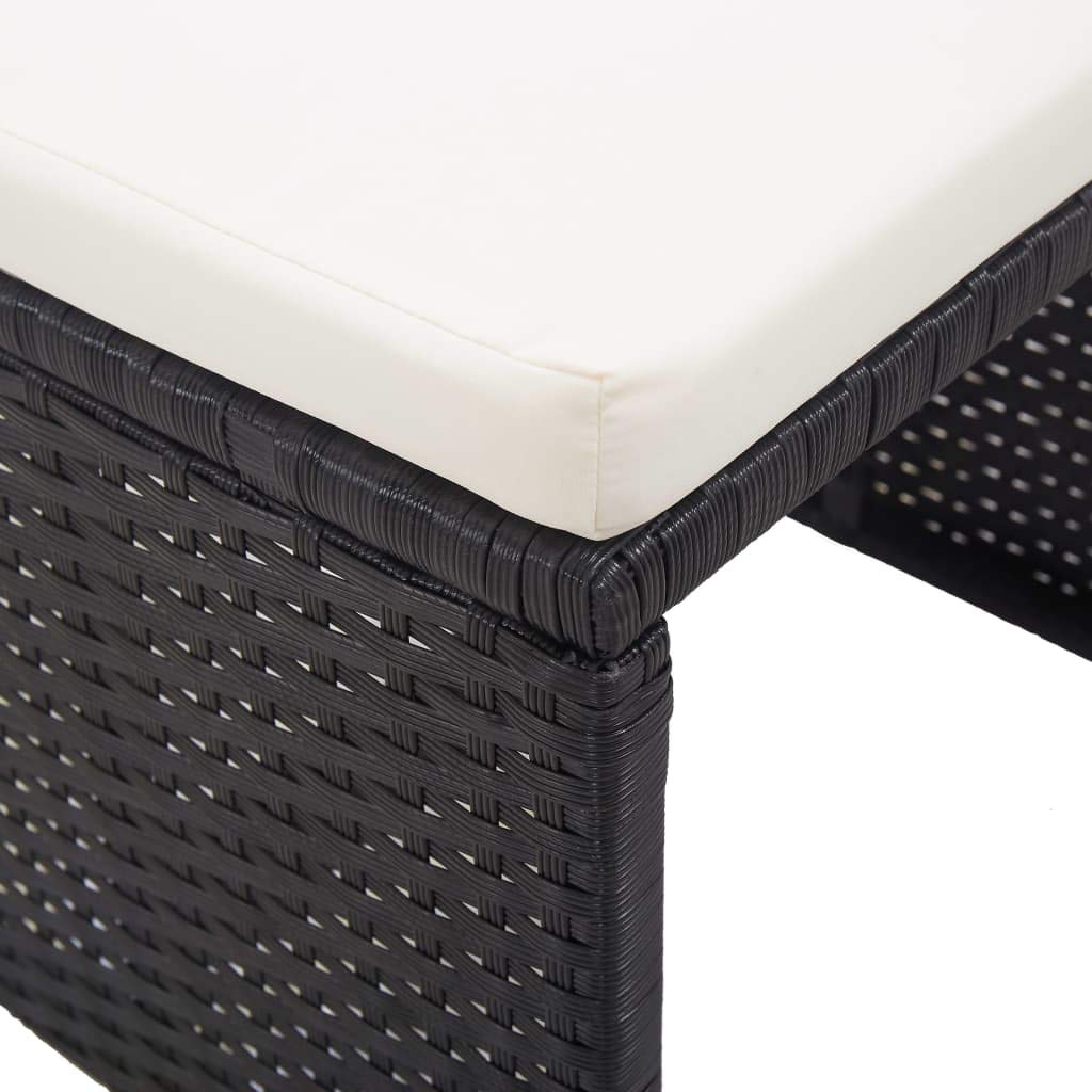 vidaXL 2X Tabourets de Jardin avec Coussins Tabourets de Terrasse Tabourets de Patio Tabourets d'Extérieur Repose-Pied Résine Tressée Noir