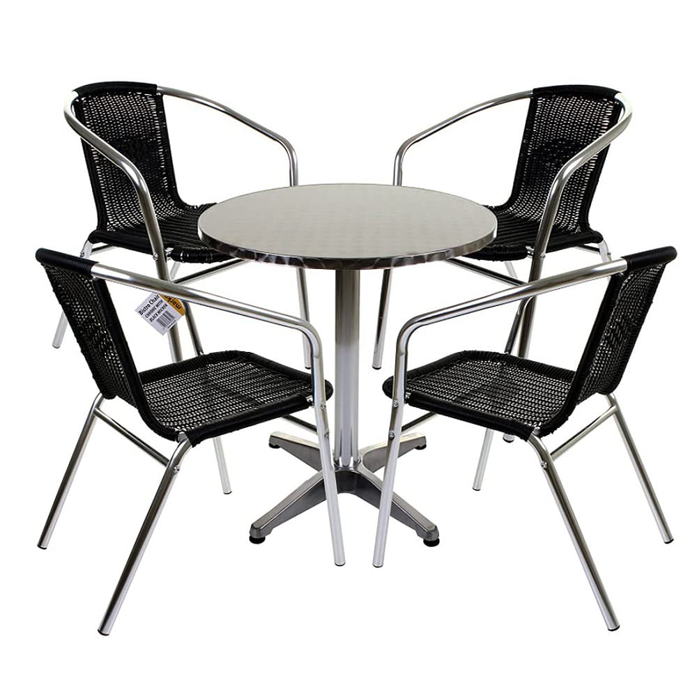 LANTUS Table de Bistrot Carrée à Plateau Rabattable Table de Bar à Hauteur Réglable pour Intérieur Extérieur MDF Acier Inoxydable Haute 2en1 en alu Pliable(60 * 60 * 70/110cm (Rond))