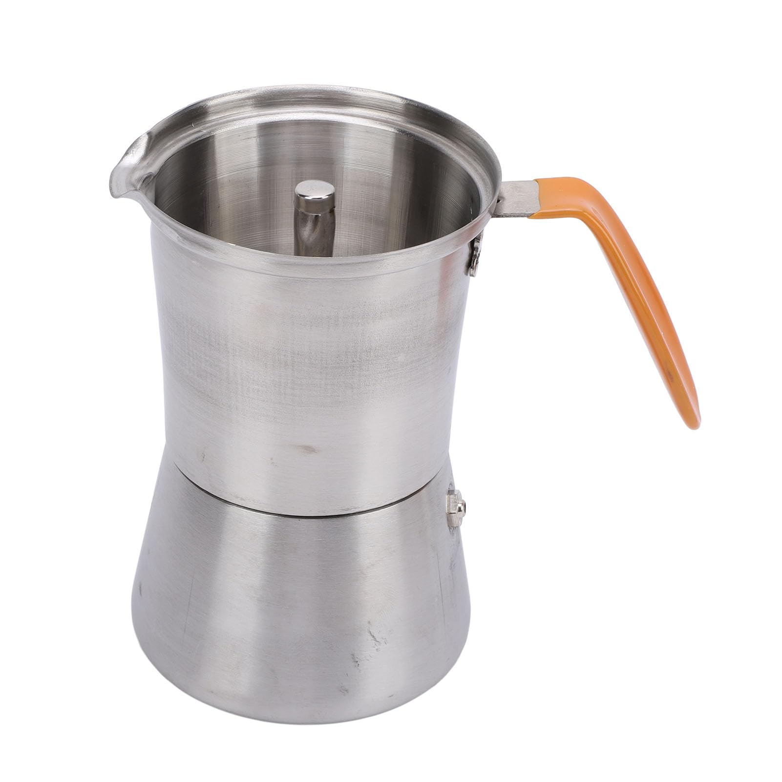 AYNEFY Stainless Steel Coffee Pot, Transparent Glass Lid, Heat Handle, Italian Coffee Milk Tea, Portable Hand Pour Pot with, for Home Kitchen Use (160ML)