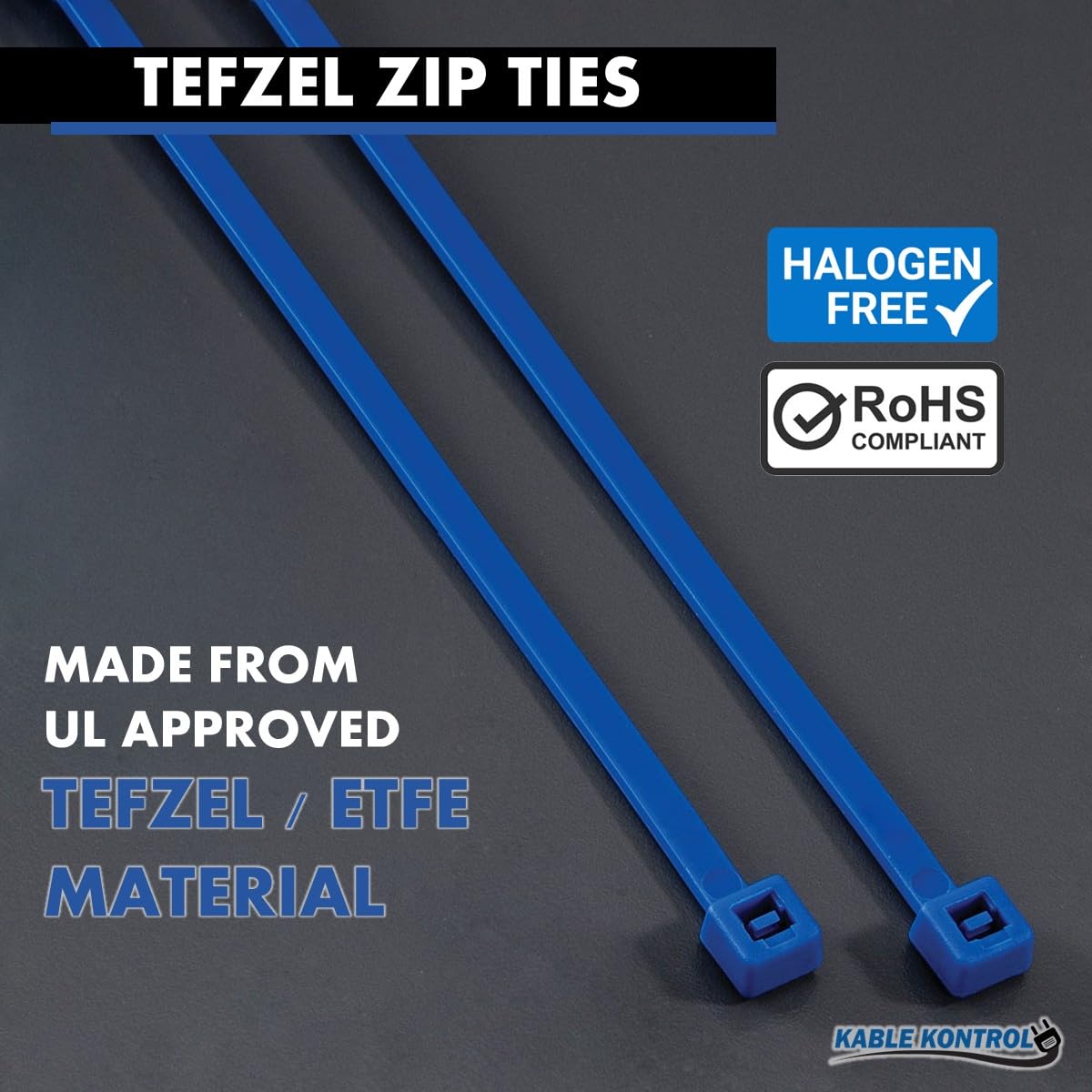 Kable Kontrol Tefzel - Fascette stringicavo ETFE, 20,3 cm, 100 pezzi, resistenza alla trazione di 22,7 kg, resistenti ai raggi UV, resistenti agli agenti chimici, non corrosivi, ideali per