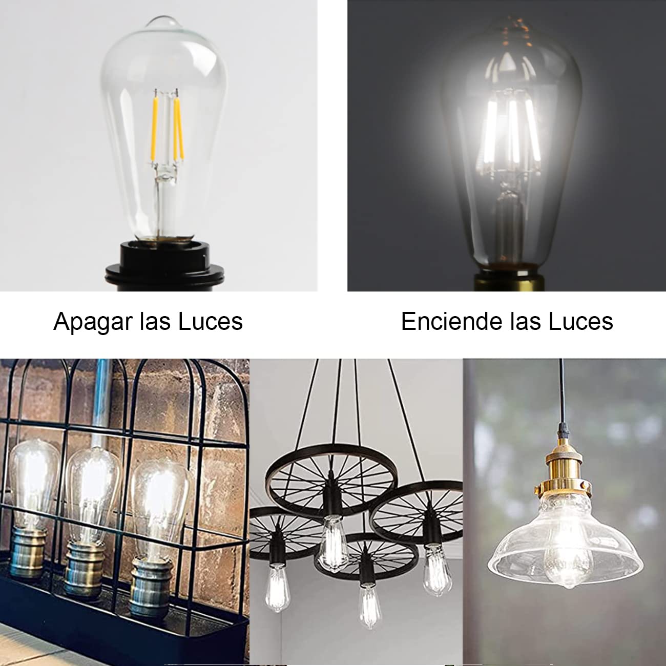 EXTRASTAR Bombillas LED ST64 de Filamento LED E27, Luz Fría 6500K, 12W, 1521Lm Bombilla Retro Vintage, No Regulable - Pack de 4 Unidades