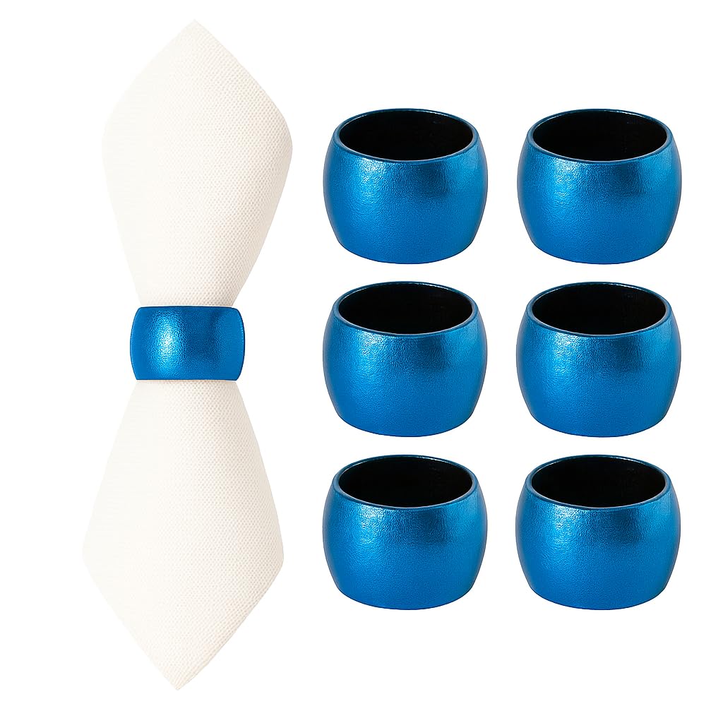 Argon Tableware Metallic Napkin Rings - Blue - 4.5cm