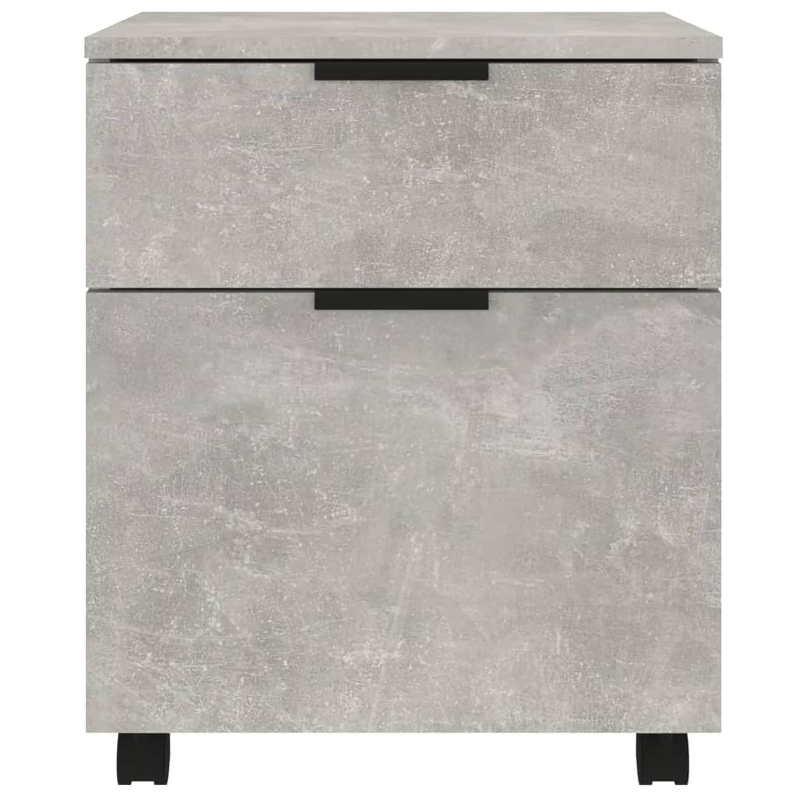 Schedario con Ruote Grigio Cemento 45x38x54cm Legno Multistrato,Cassettiera, Mobiletto da Ufficio con Serratura,Regolabile per Cartelle Sospese, Superficie Testurizzata, per Ufficio, Studio