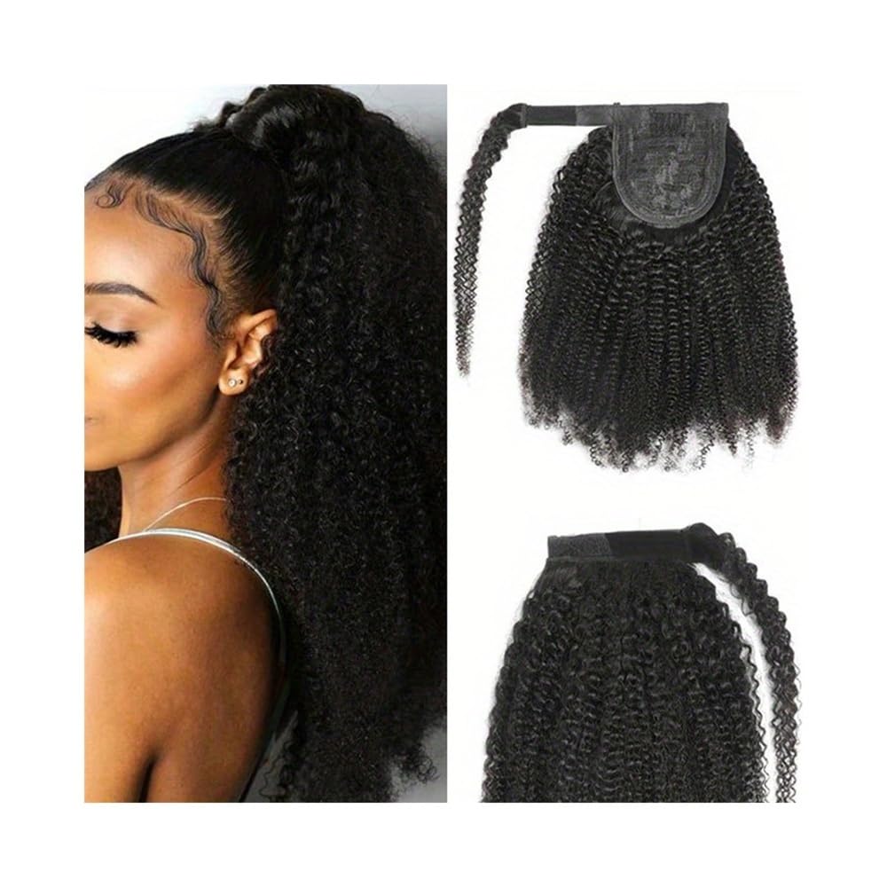 Kucyka Przedłużanie kucyka Afro Kinky Curly 10-26 cali z ludzkich włosów, wpinane w kucyk, naturalne czarne włosy Fryzura(10inch 70g)