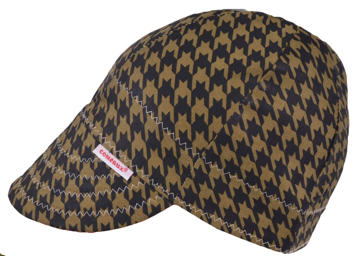 Comeaux Caps Reversible Welding Cap Black and Brown Houndstooth Size