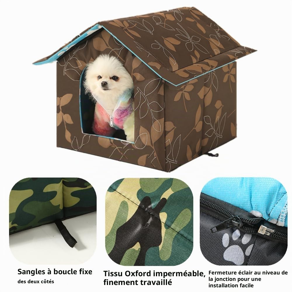 Niche pour Chat Niche d'intérieur pour Chien Pliable Amovible Lit de Couchage avec Coussin pour Animal Domestique-Nid Chats,Hamsters,Lapin Toutes Saisons Niche Extérieur Imperméable