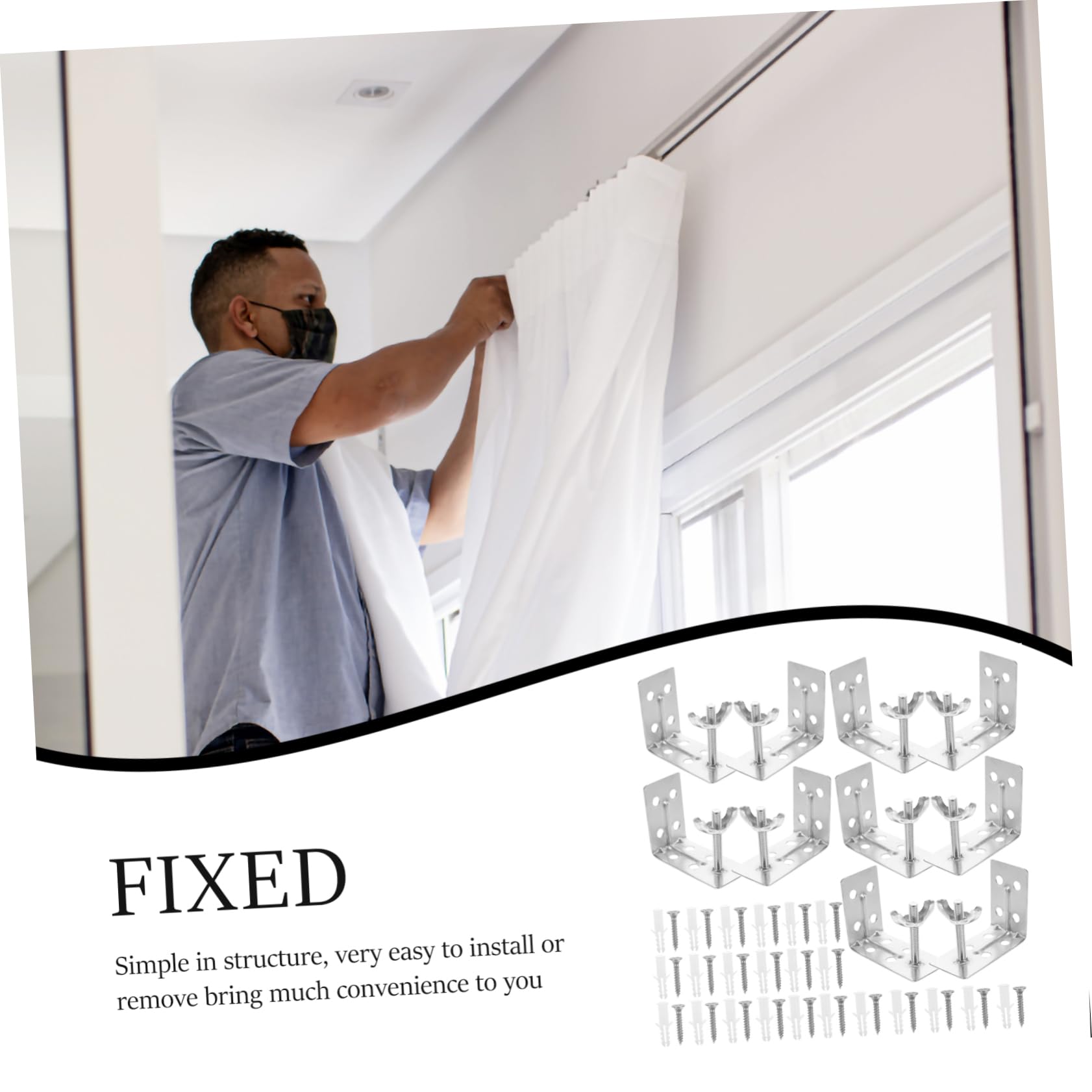 VILLCASE 1Set Durable Shape Curtain Bracket Premium Quality Installation Accessories for Easy Mounting Living Room Bedroom Office More Classic Design for Versatile Use