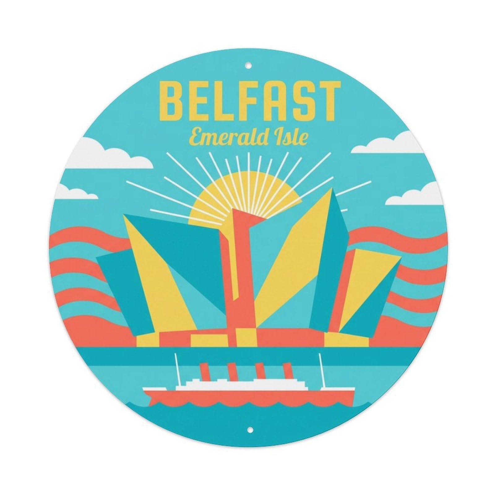 Tgrcjimh Style Metal Tin Sign Vintage Travel Belfast Ireland Cityscape