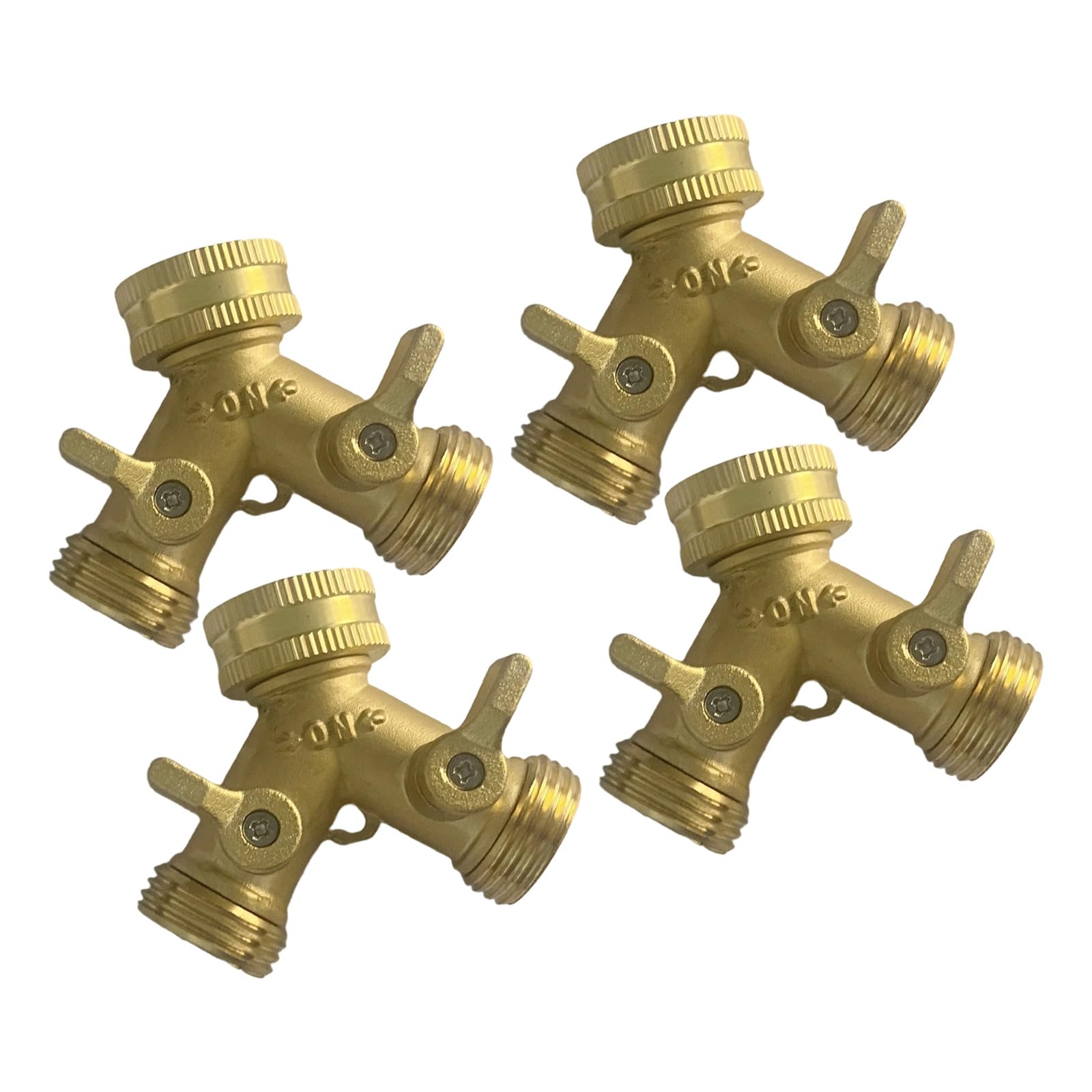 Msioytog European Silk Teeth Copper Y Shaped Water Splitter Fitting Connector 3 / 4Inch Outdoor Lawns Sprinkler Connection Leakproof Design Brass Garden Hose Splitter