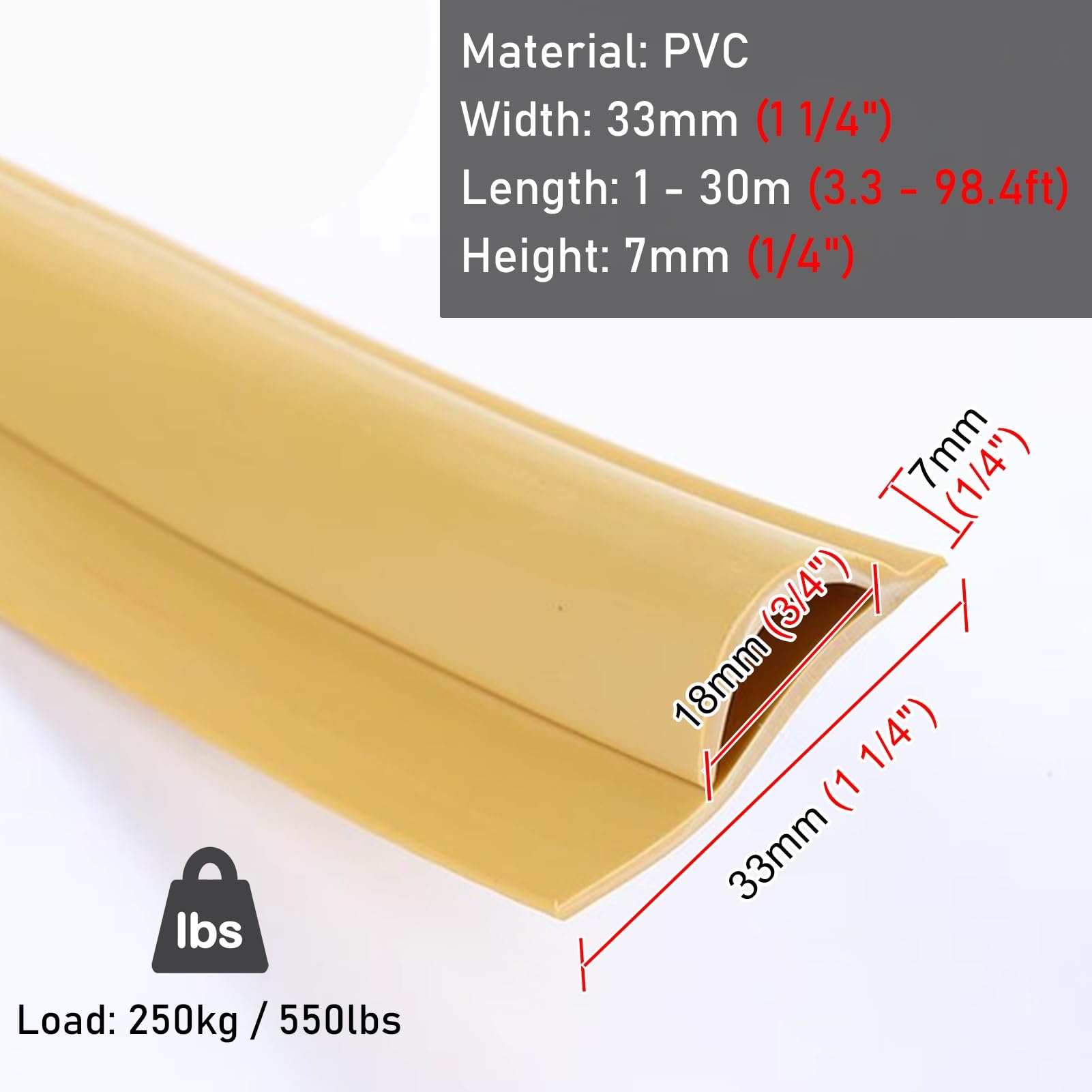 XBTGS Striscia di transizione pieghevole per moquette, striscia di transizione per bordo del telaio, impermeabile, connettore per pavimento di piastrelle per sedia a rotelle/spazzatrice, giallo, 25 m