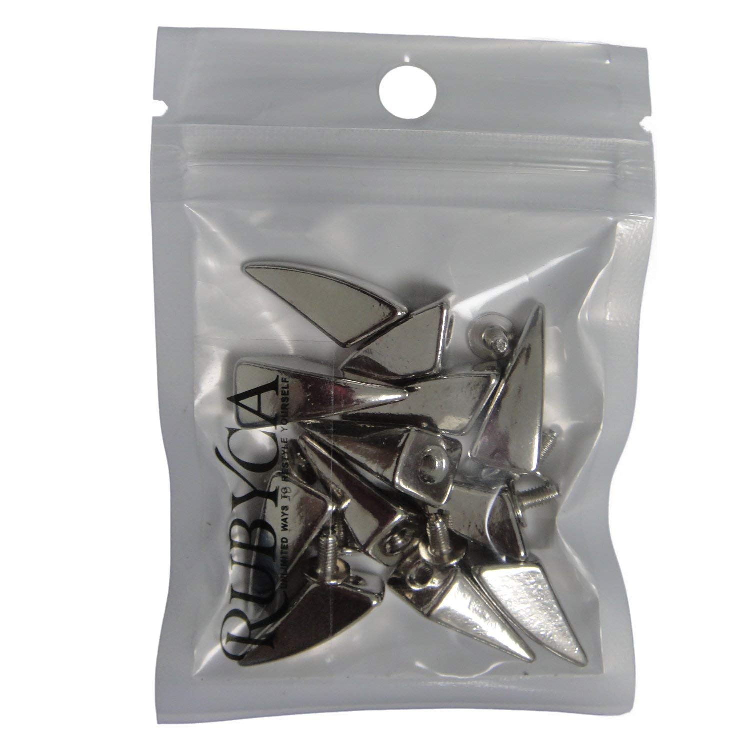 RUBYCA 17 mm 100 puntas de dragón de color plateado y pernos de metal atornillados para hacer ropa de cuero personalizada