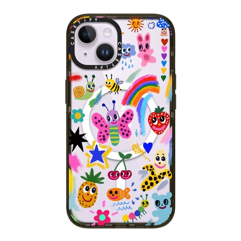 Casetify Impact iPhone 14 Case [4X Military Grade Drop Tested / 8.2ft Drop Protection/Compatible with Magsafe] - Good Vibes - Glossy Black