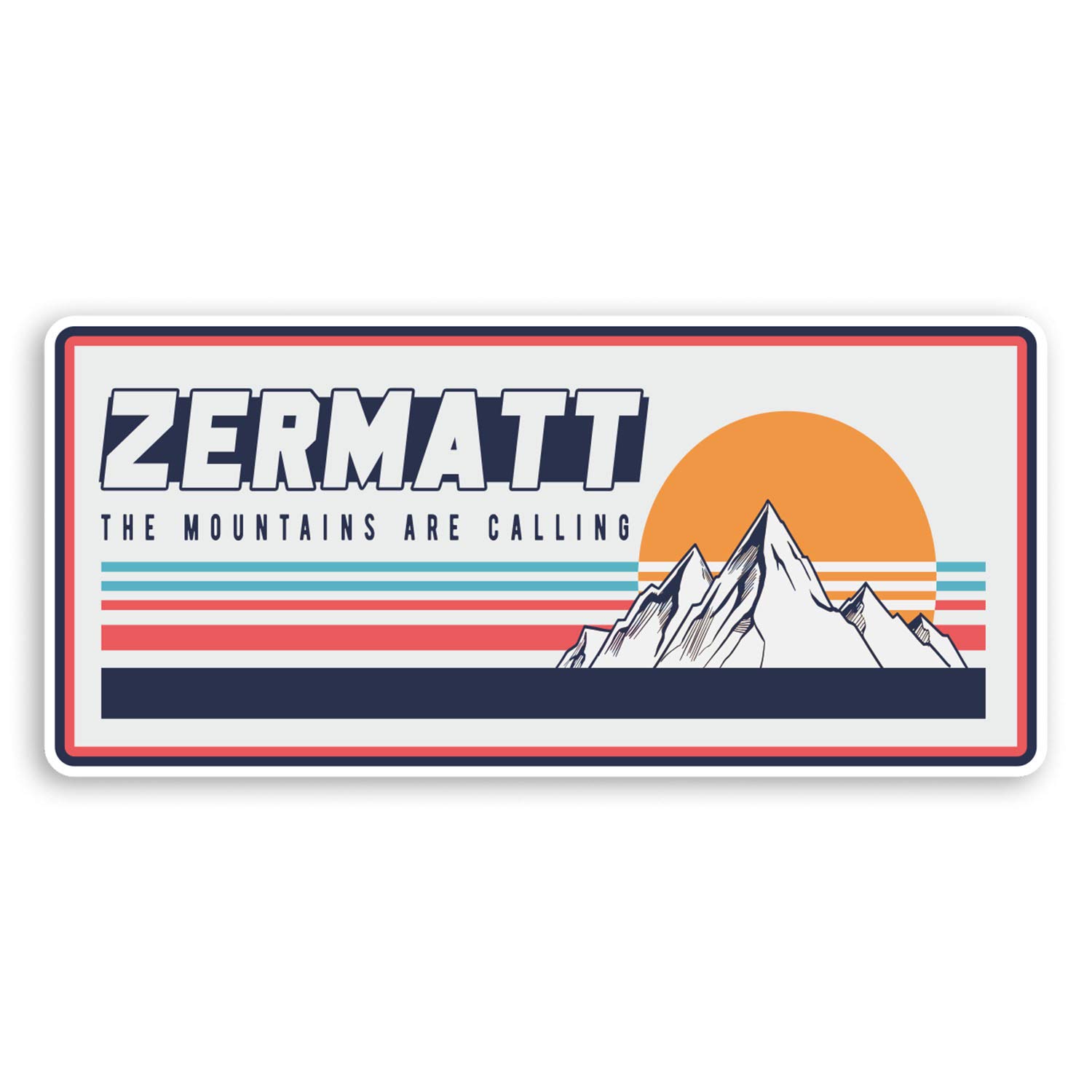 Destination Vinyl Ltd Multi 2 X 10Cm Retro Zermatt Vinyl Stickers - Skiing Sticker Laptop Luggage #20169 (10Cm Wide)