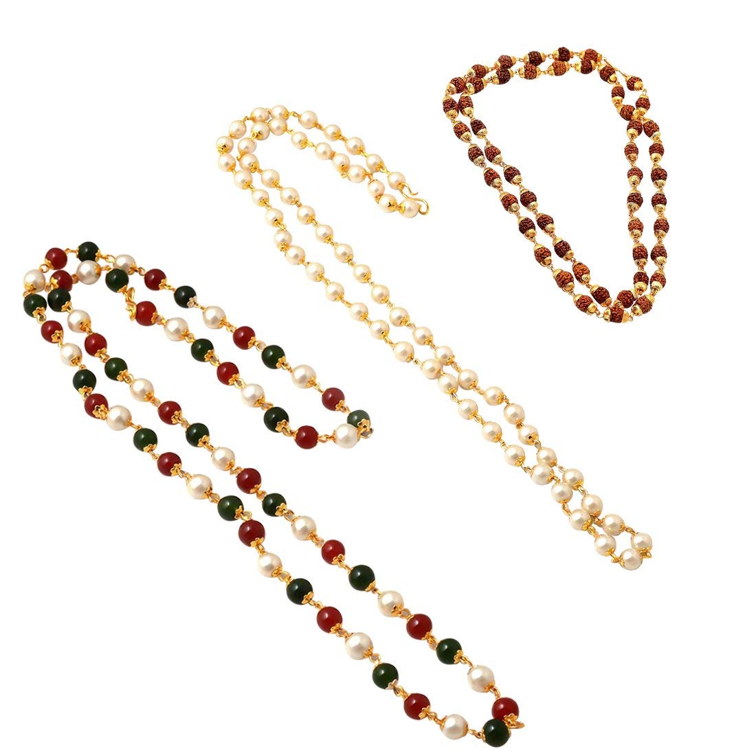 TIRUPATI Deals 22K Gold Plated Rudraksh Beads Combo of Rudraksh, Multi-Colour and Pearl Mala Chain for Men and Women (Pack of-3) (B07L5113SG) Amazon Price History, Amazon Price Tracker