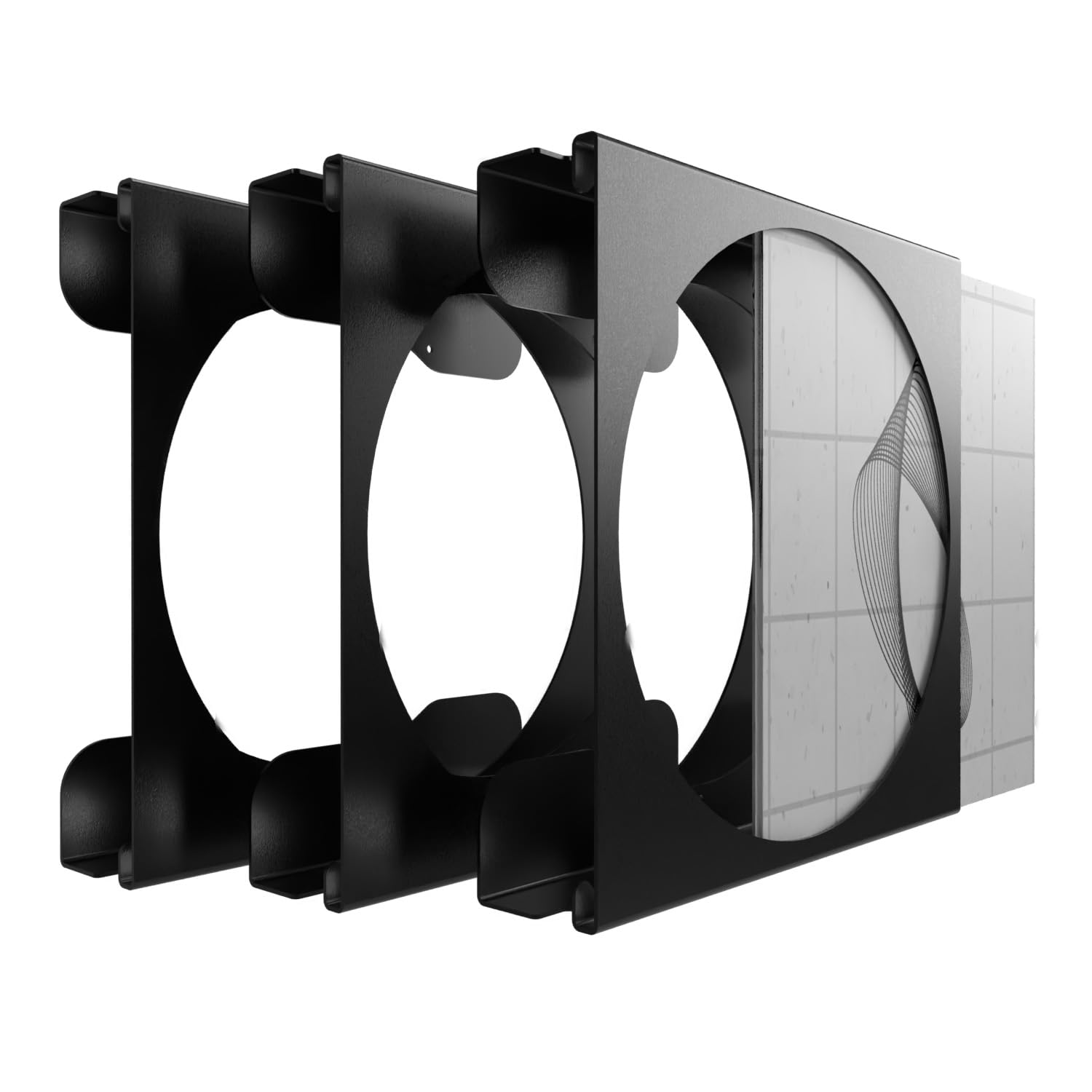 FLATE Supporto da parete per dischi in vinile da 12 pollici, nero [set da 3 pezzi] (mensola decorativa da parete per stoccaggio LP)