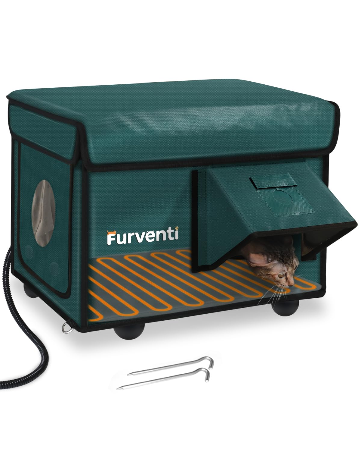 Lamlingo Outdoor Heated Cat House Dark Green