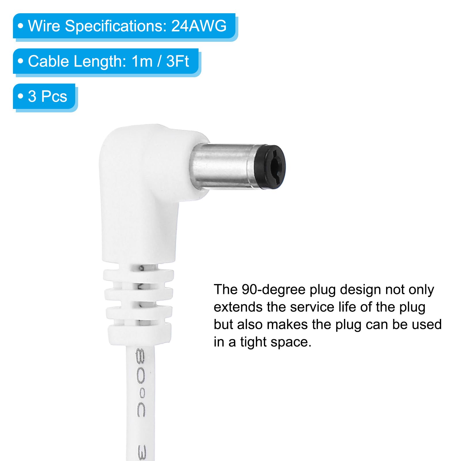 USB Vers DC Extension Câble Changer, 2 Paquet Adaptateur LED