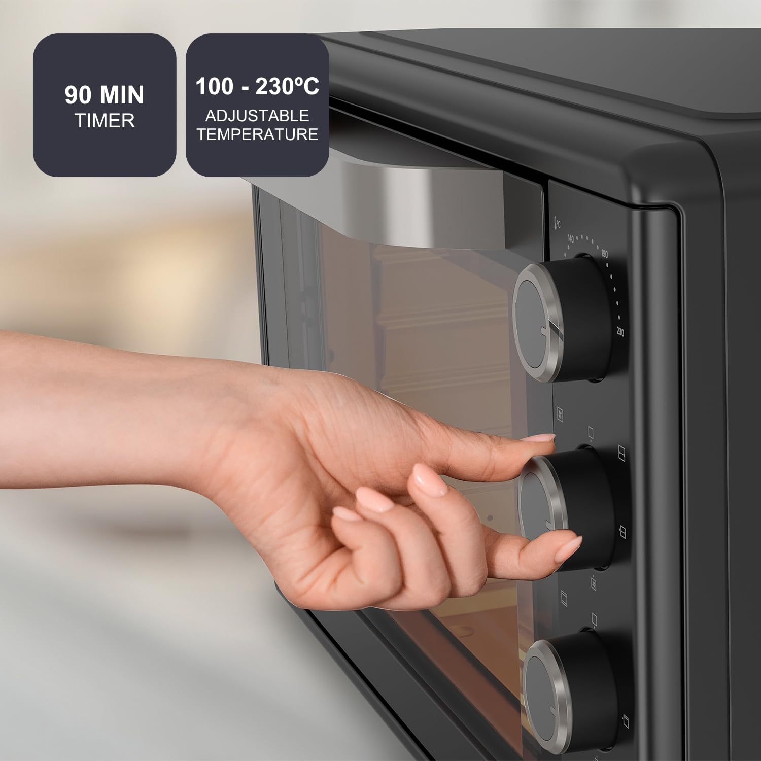 BLACK+DECKER – Forno Elettrico BXOV6000E | 2000W | 60L | 15 modalità | A Convezione | Timer 90 min | Funzione STAY ON | Doppio Vetro | Luce Interna | Teglia Raccoglibriciole | Accessorio Spiedo