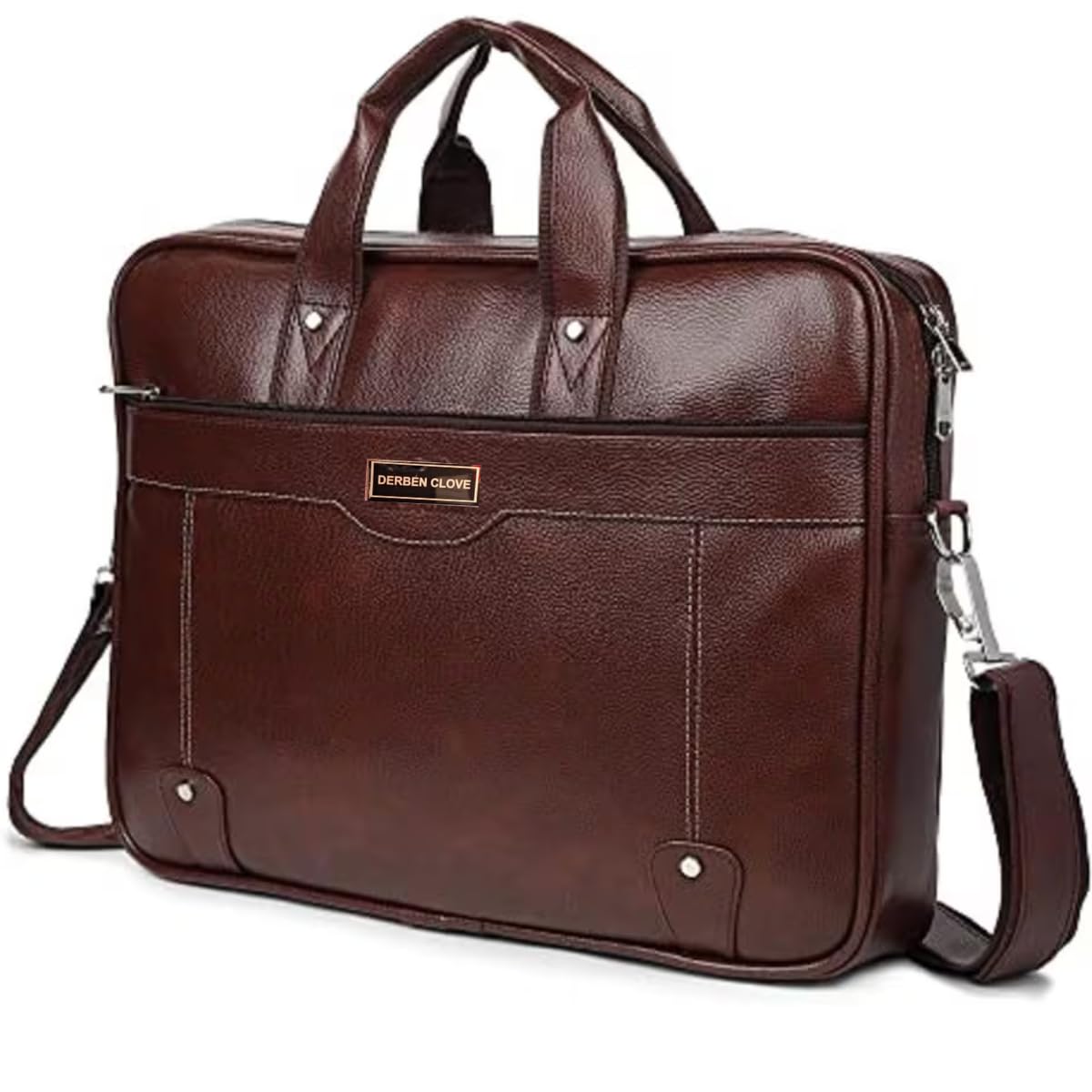Leatherette Laptop Briefcase Bag for Men and Women, Brown | latest New Combo laptop messenger 15.6 inch leather handbag office side shoulder sling bag for daily office going purpose-image-46