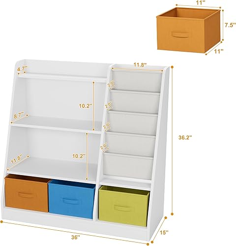 Miniatura 196 de Estantería de madera rosa de 4 niveles para niños, estantería de 5 capas, estante para libros de almacenamiento para bebés, organizador de juguetes