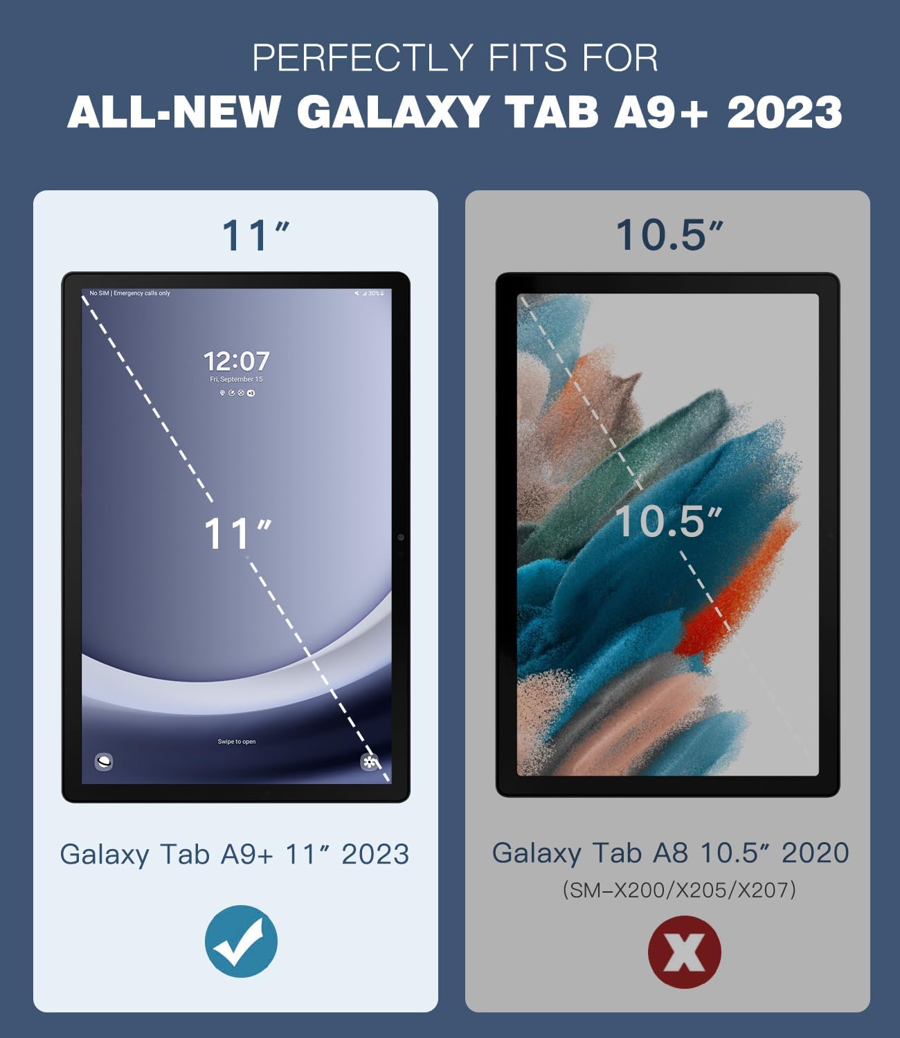 TiMOVO Cover per con Galaxy Tab A9+/A9 Plus 11" 2023 SM-X210/X216/X218, Sottile e Leggero, Cover Protettiva a Guscio Posteriore Rigido, Risveglio Automatico/Sleep, Nero