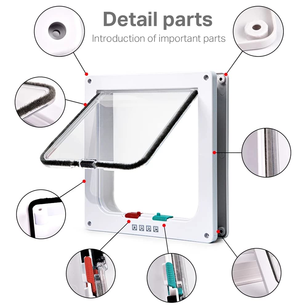 NEWFUN Gattaiola Porta Basculante per Gatti e Cani,Gattaiola con 4 Impostazioni di Bloccaggio Programmate,Entrata e Uscita Controllabile,Accesso Sicuro per Animali Domestici,20 * 19 * 5.3cm