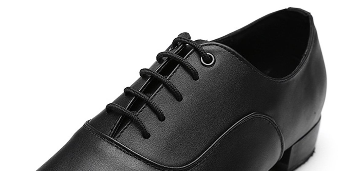 TDA Men's Classic Lace-up Black Leather Tango Ballroom Salsa Latin Dance Wedding Shoes 9 M US