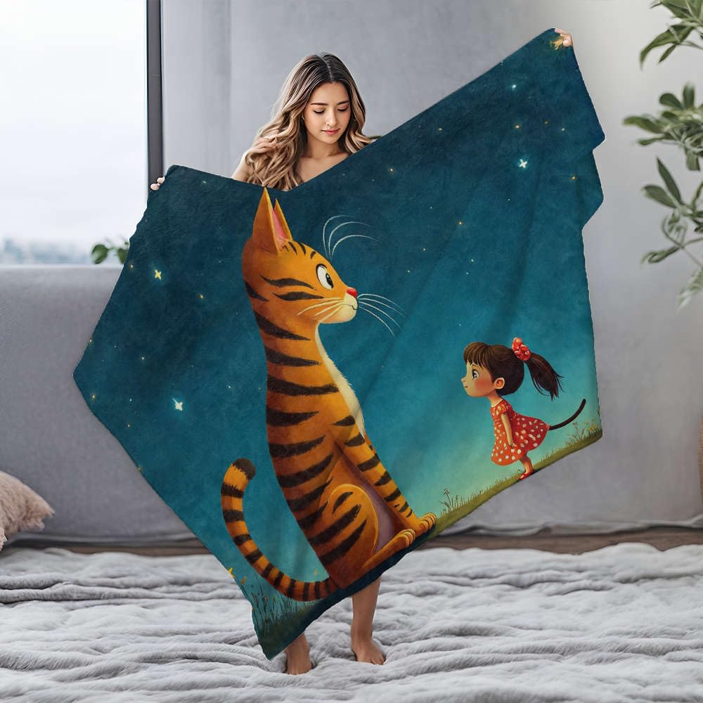 Couverture chauffante originale 150x200 cm cadeau de naissance et de crémaillère motif tigre