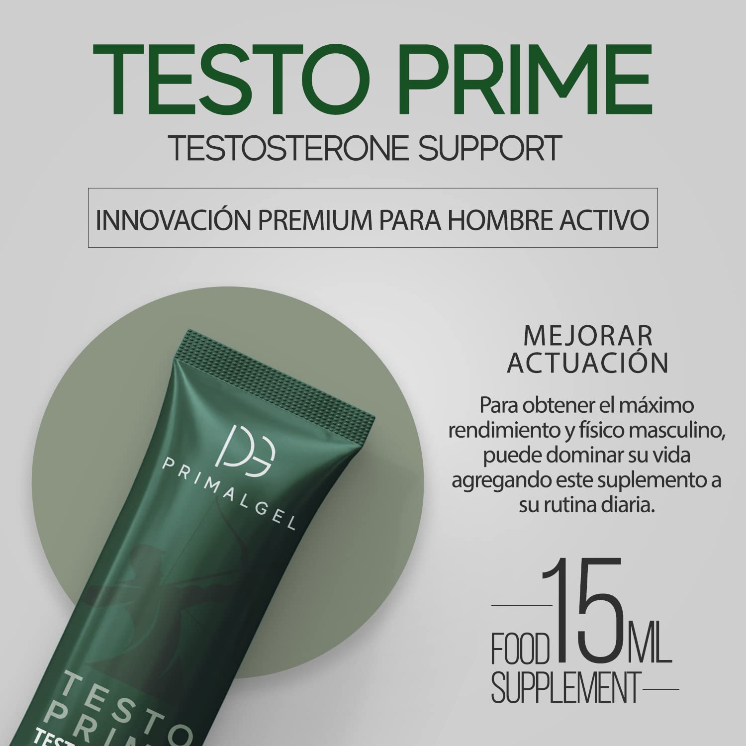 PrimalGel Suplemento Testosterona Hombres - Maca, Ginseng, Zinc - 10 Sobres Gel Líquido