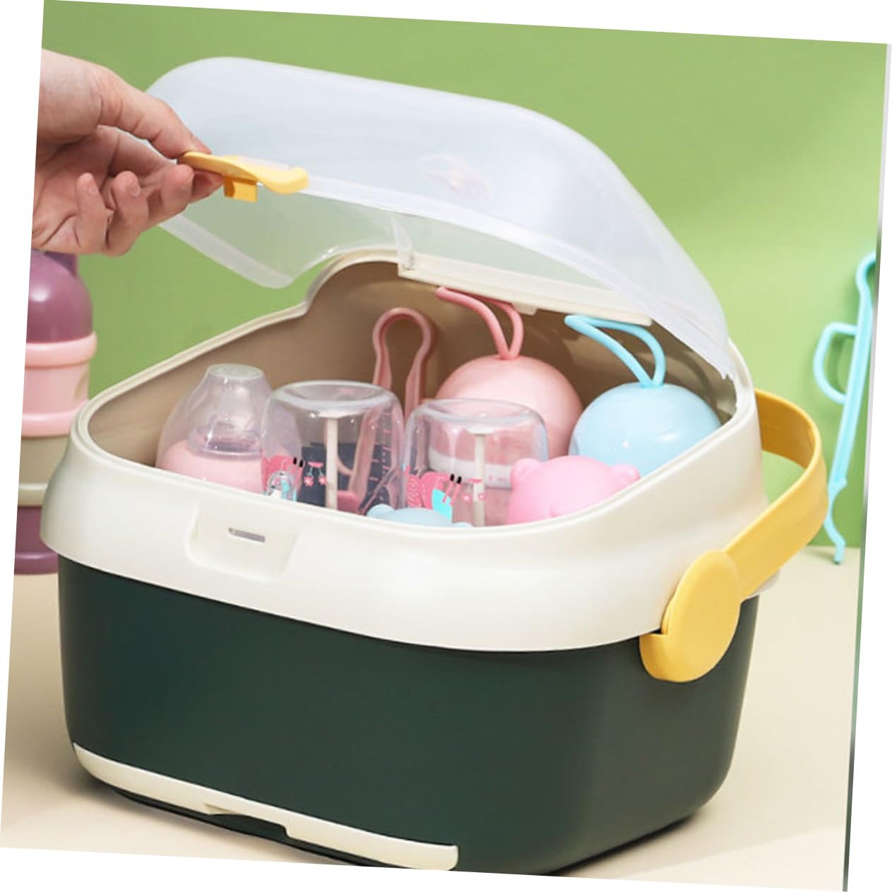 Gatuida Trockenbox Für Babyflaschen Mit Abnehmbarem Halter Großer Aufbewahrungsbehälter Mit Deckel Frei Staubdicht Für Babys Und Reisen