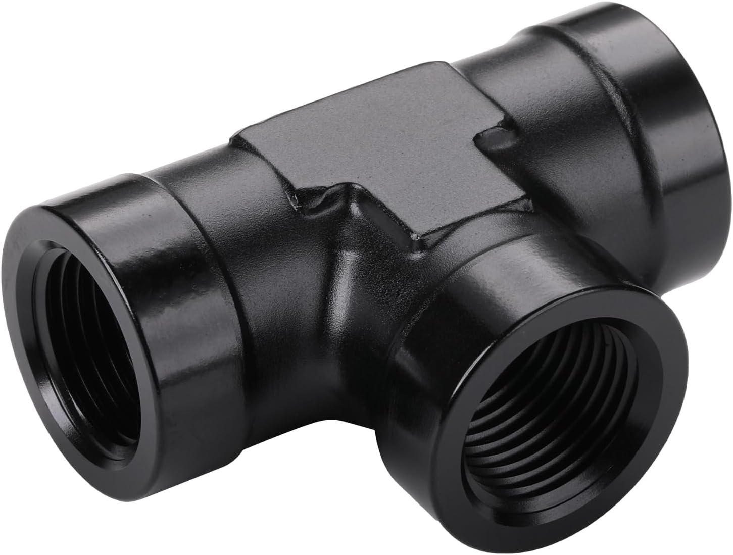 3/8 NPT Pipe Female Tee T Fitting Adapter Aluminum Black