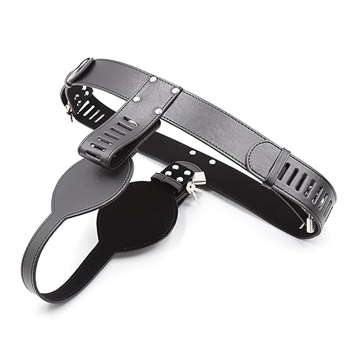 Female Chastity Belts for Women with Lock PU Cock Cage Belt BDSM Chasity Devices Adjustable Strap Bondage Belt,Sex Restraints Furniture Toys for Couples (Black) - Black